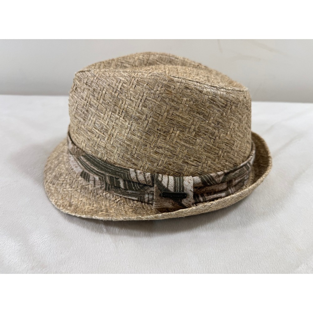 Kooringal Straw Fedora Hat Tan Plaid Band Trilby Beach Summer